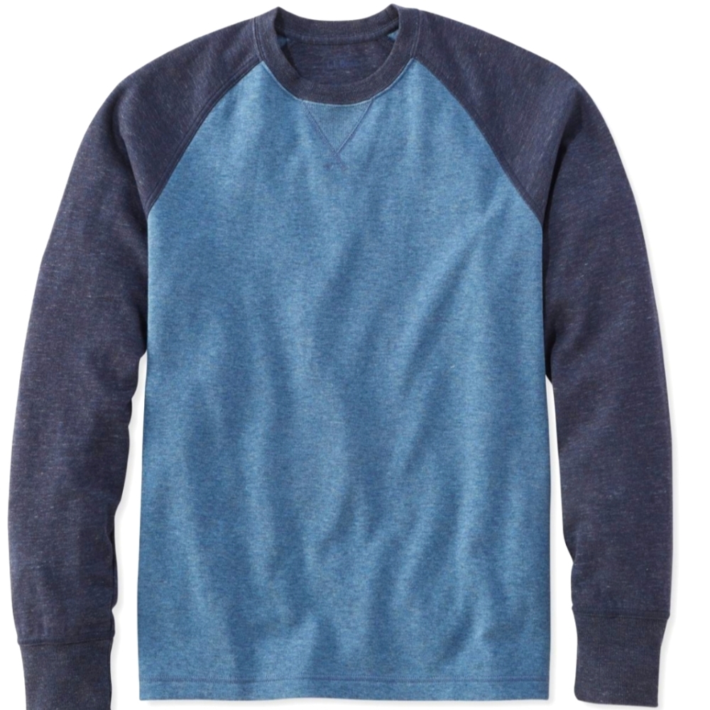 L.L. Bean Men's Washed Cotton Double-Knit Crewneck, Slightly Fitted Long-Sleeve